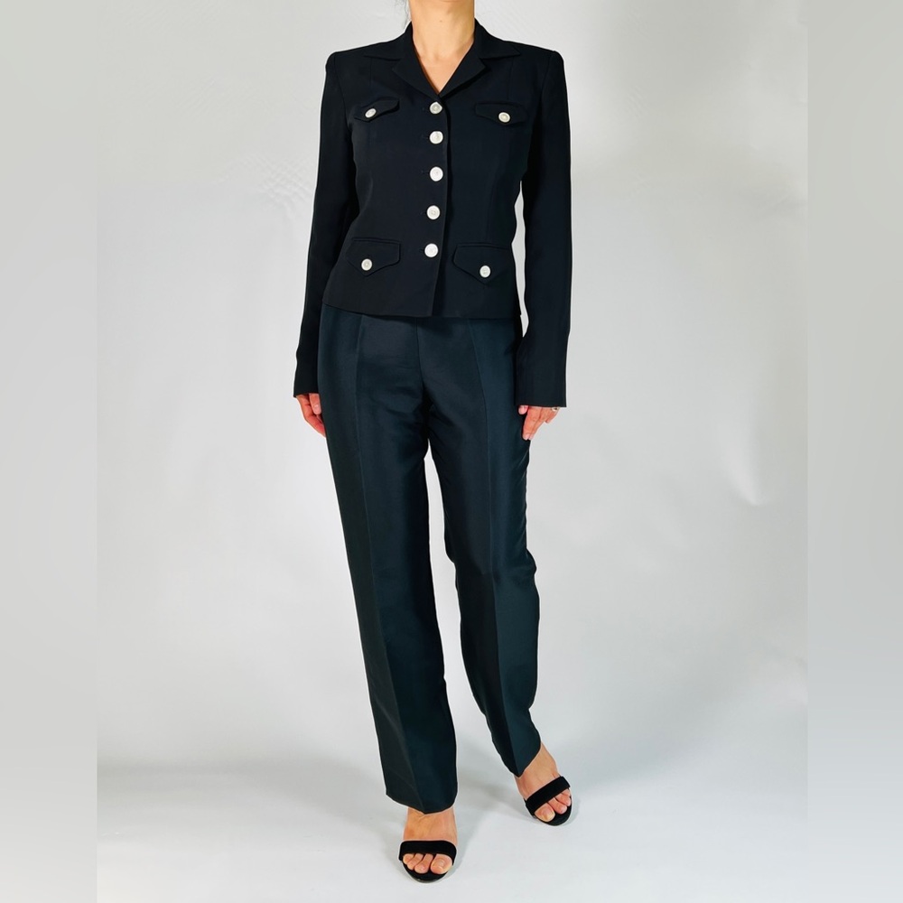LAUREN RALPH LAUREN Womans Blazer Size 6 Black Silk Fitted - Picture 5 of 13